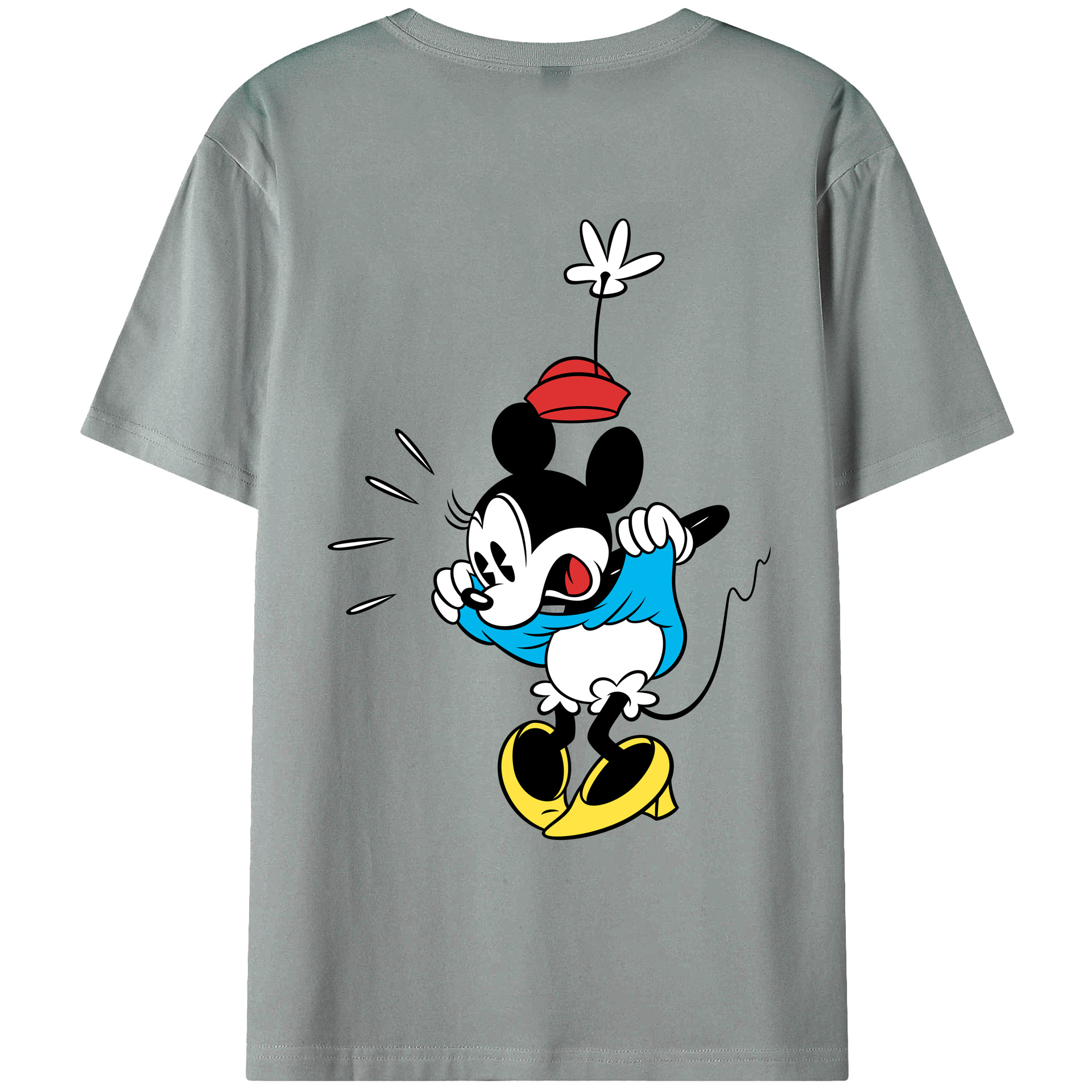 ミッキーマウス Mickey Mouse 綿100％ メンズ半袖Tシャツ（バックプリント） 通気性